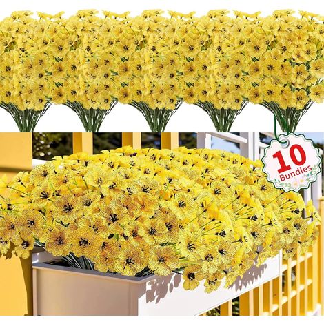 Fleurs Artificielles Extérieur - Résistantes Aux UV - Hauteur 32 Cm - Largeur 18 Cm - 5 Tiges Par Fagot - 10 Fagots (1/5)