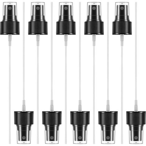 10 Pièces Tête de Pulvérisation en Plastique 24/410 pour Bouteilles avec Tube Plongeur de 14,5 cm, Pompe de Pulvérisation Noire pour Huiles Essentielles Parfums Produits de Nettoyage (1/5)