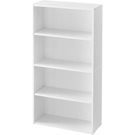 VASAGLE Scaffale a 4 Ripiani, Libreria, Scaffalatura Portaoggetti, Organizzatore con Scomparti, Ripiani Aperti e Regolabili, per Soggiorno, Ufficio, Camera da Letto, Bianco Nuvola LBC164T14 (1/4)