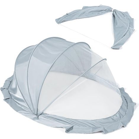 Moustiquaire pliable pour bébé, respirante, avec pare-soleil intégré pour l'été, portable, pour l'intérieur et l'extérieur, construction robuste, gris clair (1/5)