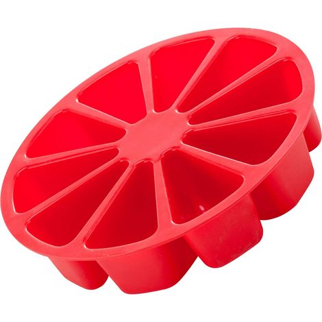 Moules à gâteaux individuels en silicone - 10 cavités triangulaires, moule à gâteau antiadhésif pour la cuisson, grand moule à pâtisserie, moule à savon/plat à pizza, rond, rouge (1/5)