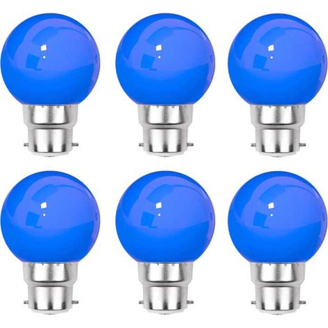 Lot de 6 ampoules Led Bleues B22 Incassables - Guirlandes guinguette - Culot baïonnette