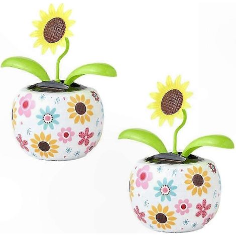 Solarbetriebene tanzende Sonnenblume für Büro, Auto oder Tisch, animierte Blumendekoration, autarkes Solarmodell, originelles Geschenk, kabellos, fröhliches und leuchtendes Design. (1/5)
