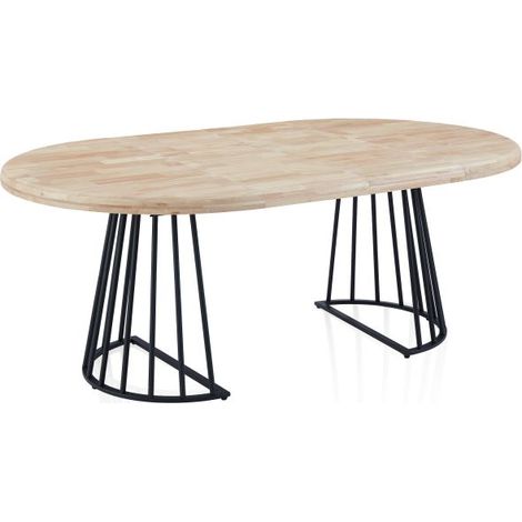 Mesa redonda extensible Meztil Negro - Roble 120cm (ancho) x 76cm (alto) (1/5)