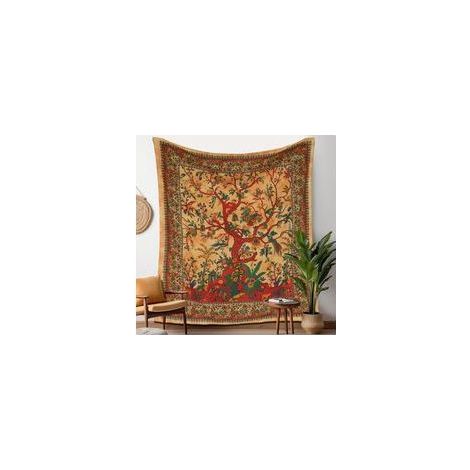 Jaune Arbre Tapisserie Indien Tissu Mural Tapestry Tenture Murale Tapisseries Bohème pour Décor Maison Salon et de la Chambre à Coucher- 150 x 230 cm (1/5)