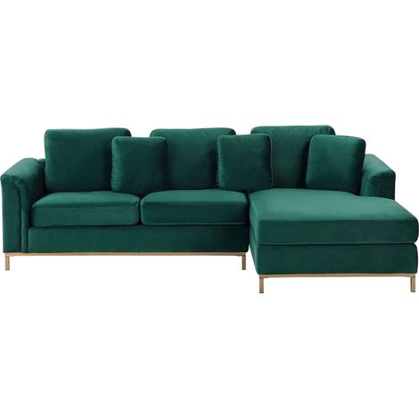 Corner Sofa 4 Seater OSLO Velvet Dark Green Left Hand