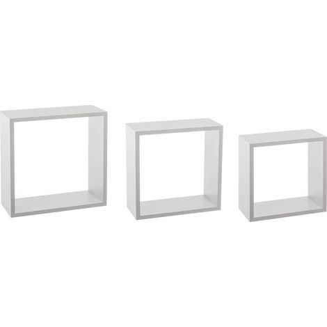 5Five Simply Smart – Lot de 3 étagères murales flottantes en MDF blanc – Dimensions : 24/27/30 cm – Fixations invisibles pour installation propre – Design moderne (1/7)