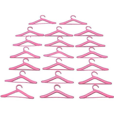 Lot de 20 cintres roses en plastique pour vêtements de poupées Barbie (1/5)