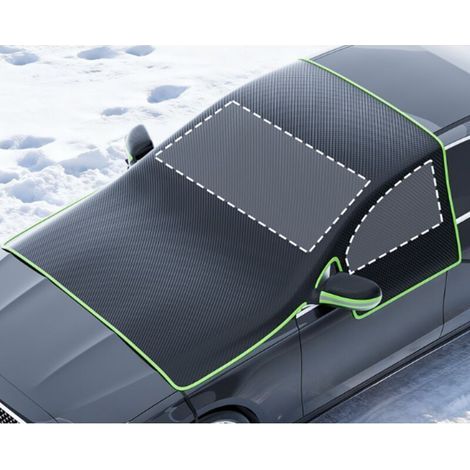 Voiture en Tissu Oxford, Protection Anti-Neige Anti-Givre Anti-Frost Hivernale, Semi-Housse Automobile Universelle Bordure Verte, Noir, Saisons contre Pluie, Soleil, Poussière, Emballage en Sable Mat (1/4)
