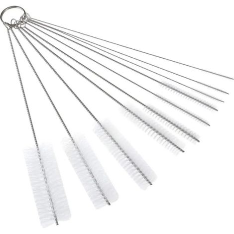 Juego de cepillos de limpieza de pajitas - 10 piezas de cepillos de pajitas extra largos para tazas, tazas con pico, botellas y tubos, blanco (1/5)