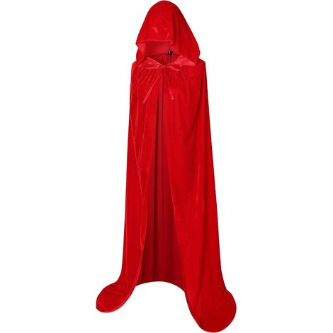 Cagoule en velours couvrante, cape d'Halloween, costume (rouge, 170 cm) (1/5)