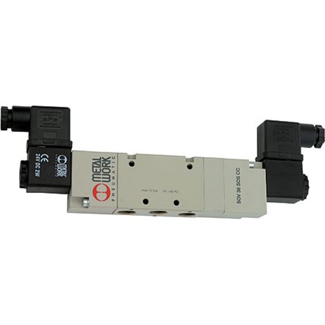 Riegler 5/3-Wegeventil, elektropneu., Mitte belüft., G 1/4, 24 V DC (1/3)