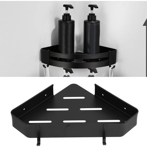 tagre D'angle de Douche en Aluminium Espace Noir de Style Europen Fix au Mur Support de Rangement une Seule Couche pour Salle de Bain Toilette D'htel. (1/4)
