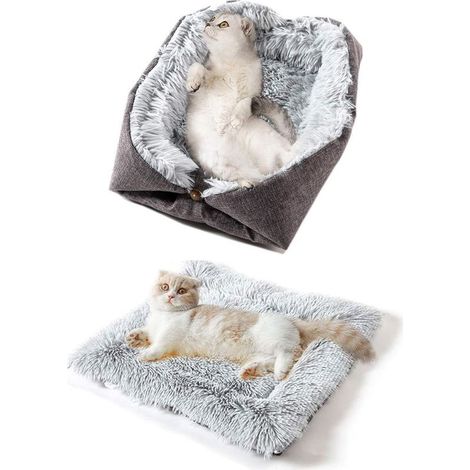 Lit d'automne et d'hiver à double usage pour chat, lit confortable pour chien et chat, peluche d'hiver de grande taille, animal de compagnie chiot chaton chaton à double usage (1/5)