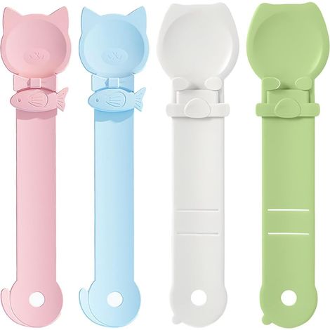 4-Piece Strip Cat Feeder Set, Fish-Shaped Cat Food Spoon, Pet Food Spoon for Wet Food and Treats (1/5)
