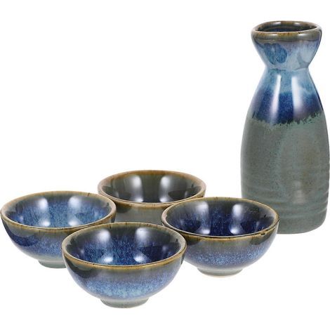 ensemble de supports de rangement en céramique pour pots à saké et coupes à vin de style japonais (couleurs assorties)-4X4X12CM-Assorted Color (1/3)