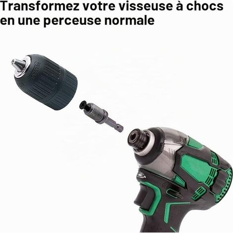 2-13mm 1/2" x 20UNF Self-Tightening Chuck with 1/4 Hex Adapter, 3/8" SDS Plus, Keyless Quick Release Chuck for Impact Driver (1/2)