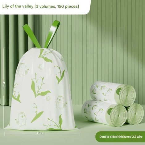 Sacs poubelles parfumés à imprimé muguet, indéchirables, pour la maison, le salon, la cuisine, épais (3 rouleau/50 pièces) (45 × 45 cm/2,2 soie) (1/5)