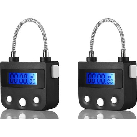 2x Elektronisches Zeitschloss mit Zeitsperre, Countdown-Sperre, USB-Ladefunktion, 130 kg Zugkraft, wasserdicht für den Außenbereich, 46 x 40 x 20 mm, Schwarz [ZHE] (F2) (1/5)