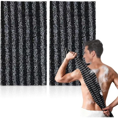 2PCS Serviettes Exfoliantes, Filet de Douche Africain, Serviette Exfoliant, Filet de Bain pour Exfolier, Peau Nettoyer, Peau Apaisante -100cm