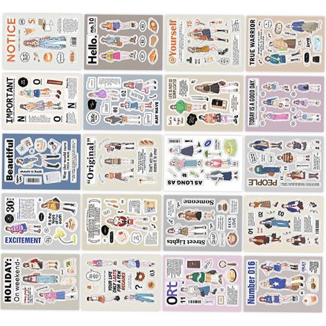 20 feuilles d'autocollants décoratifs romantiques et mignons à faire soi-même, pour album photo/scrapbooking (Type 2) (1/5)