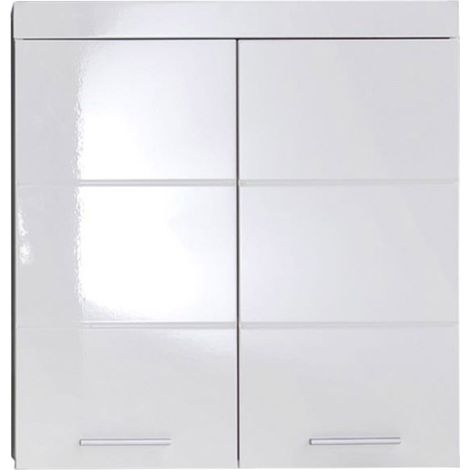 Armoire murale de rangement salle de bain 2 portes – Blanc brillant – Matériaux de haute qualité – Grand espace de rangement – Trendteam (1/10)
