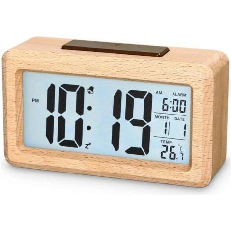 Dussdote Holzwecker – Elektronischer Wecker – für Schlafzimmer, Büro, Zuhause, Schule, Studentenwohnheim – Naturholz