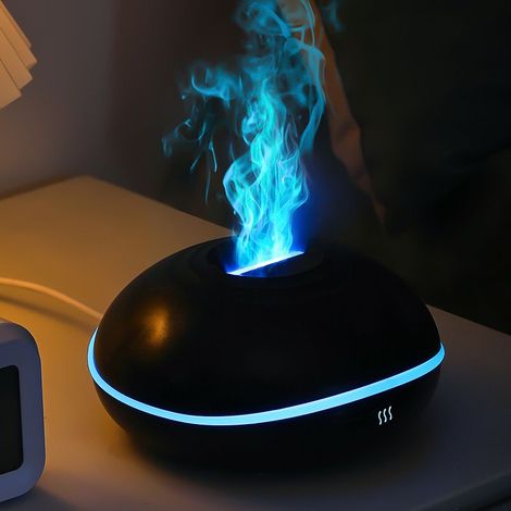 Diffuseur d’arômes d’huiles essentielles de 200ml avec humidificateur d’air et veilleuse à feu colorée, portable via USB (1/5)