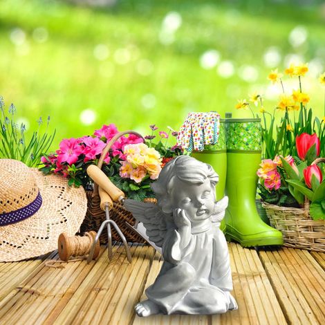 Statue d'ange en résine pour jardin, figurine féerique, sculpture d'ange pour la décoration intérieure (1/5)