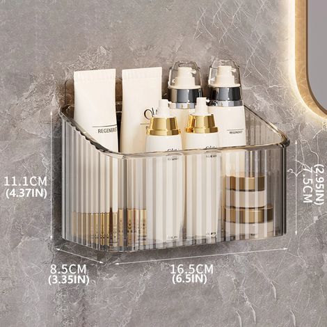 (5 pièces) Étagère de rangement de salle de bain en plastique transparent pour articles de toilette, accessoires pour cheveux, bijoux et maquillage. Support de rangement pour accessoires de maquillage (1/5)