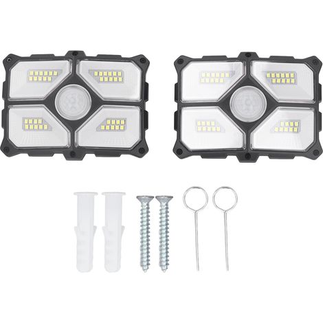 Lot solaire LED 2 pièces, luminaire mural extérieur avec détecteur de mouvement, étanche, éclairage jardin cour (1/5)