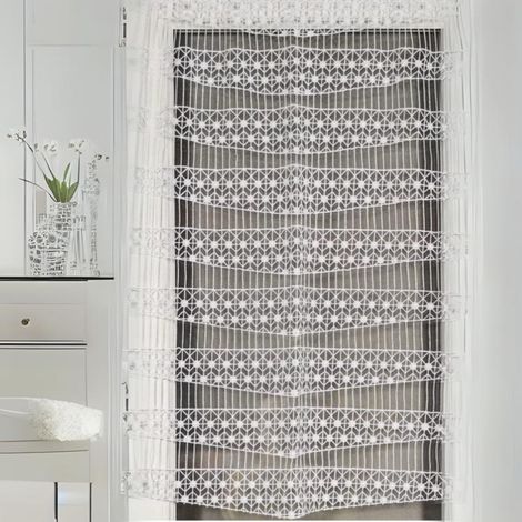 Modulable chevron et macramé Blanc 60x180 cm