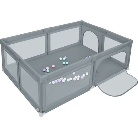 Laufgitter für Baby,Faltbar Baby,Haloyo®,Playpen Kinderzaun,Kinder-Laufstall,mit 50 Kugel,Laufstall Weich et Rutschfest,205 x 147 x 66cm,dunkelgrau