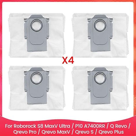 4er-Pack Staubbeutel für Roborock S8 MaxV Ultra/P10 A7400RR/Q Revo/Qrevo Pro/Qrevo MaxV/Qrevo S/Qrevo Plus - Ersatzteile (1/5)