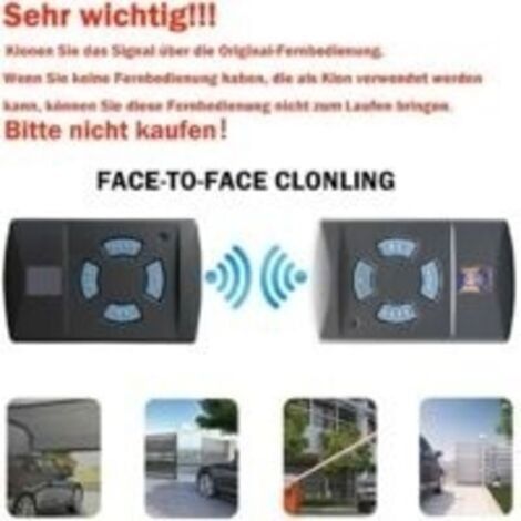 Telecomando per porta da garage HSM4 868 MHz, sostitutivo del trasmettitore portatile Hörmann HSM 4, 868,3 MHz, 4 pulsanti, portata 30 m, con batteria (1/2)