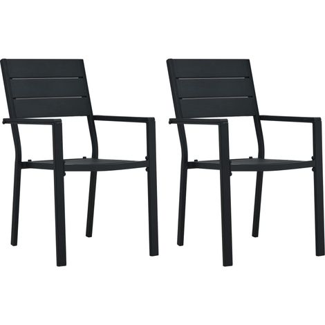 Gartenstühle 2 Stk. Schwarz HDPE Holz-Optik