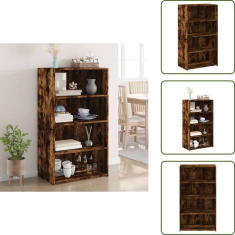 The Living Store Highboard Räuchereiche 70x41x124 cm Holzwerkstoff - Sideboard - Hochboard - Wohnzimmertisch - Regal - Aufbewahrung (1/5)