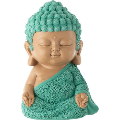 Statuette Moine Zen "Toby" 19cm Bleu Azur (1/4)