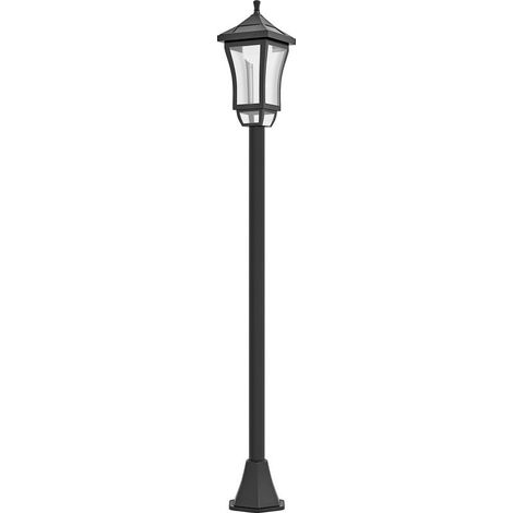 Luminaire extérieur lampadaire sur pied solaire lampadaire lanterne classique LED 30 Lm 15 x 15 x 127 cm noir (1/5)