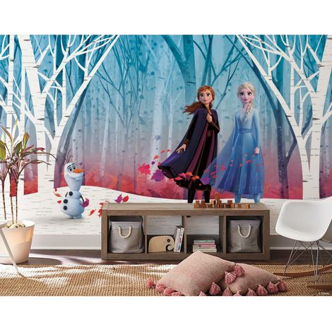 Papier peint panoramique auto-adhésif La Reine des neiges dans la foret glacée - 3.2 m x 1.83 m (1/4)