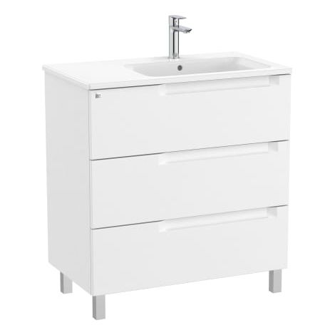 MUEBLE DERECHA 800MM ALEYDA CON PATAS 3 CAJONES + LAVABO BLANCO MATE