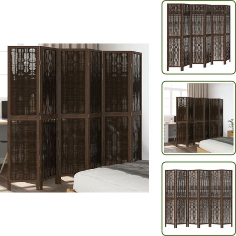 Divisore per camera da letto - vidaXL Divisorio Ambienti 6 Pannelli Marrone Scuro Massello Paulownia - Divisore per soggiorno