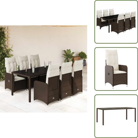 Cuscini per schienale - vidaXL Set Bistrò da Giardino 7 pz con Cuscini in Polyrattan Marrone - Rattan PE