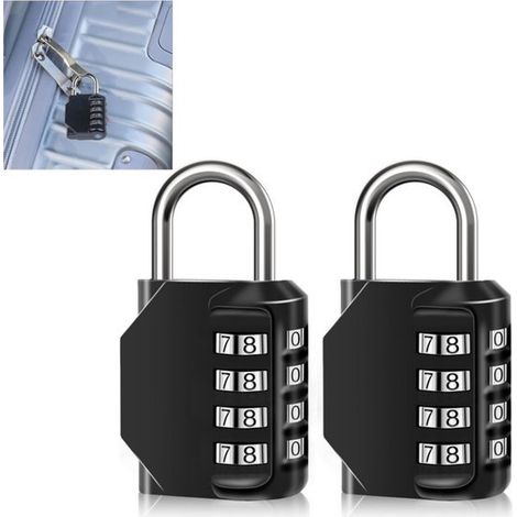 2er-Pack – 8 x 4,2 x 2 cm Schwarzes, wasserdichtes 4-stelliges Zahlenschloss für Spinde und Fitnessstudios (1/5)