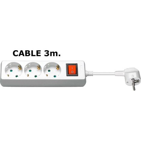 MicroConnect 3-Wege-Schuko-Steckdose, 3M weiß