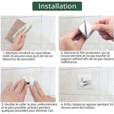 4Pcs Barre Porte-Serviettes 40cm Forte Adhésif, Ensemble de Porte Serviette Salle de Bain en Acier Inoxydable Porte-Serviettes A16 (1/4)