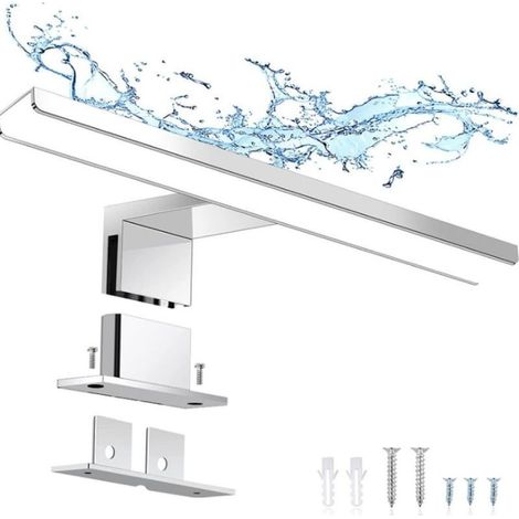 argent,Applique murale LED pour miroir de salle de bain, 30 cm, 6 W, lumière neutre, 4000 K, ultra mince, à clipser/sur meuble miroir/murale (1/5)