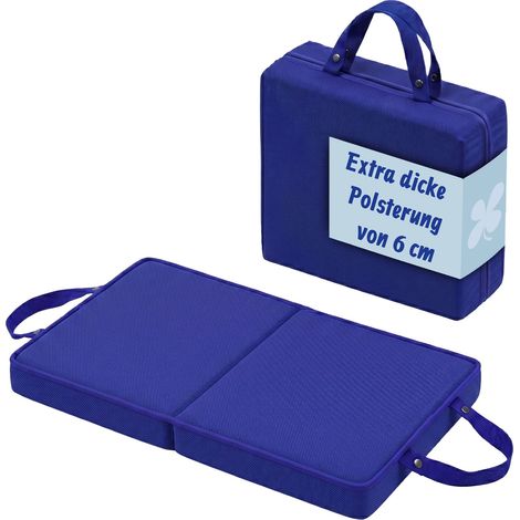 Relaxdays Kniekissen, faltbar, Garten, Werkstatt, Yoga, Schaumstoff, Tragegriffe, HBT: 6x61x34 cm, Kniehilfe, dunkelblau (1/5)
