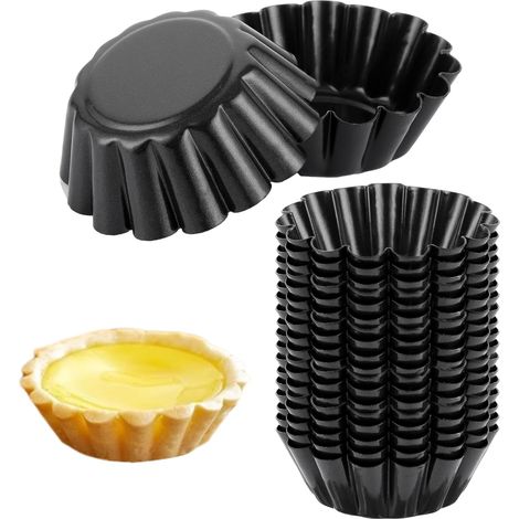 20 Pièces Mini Moules à Tartelette, Moule à Muffin en Acier au Carbone, Mini Moules à Tarte, Moules à Gâteau, Moule à Crêpe, Moule à Muffin Antiadhésif pour Pudding, Gâteau, Cupcake, Muffin Ø (1/5)