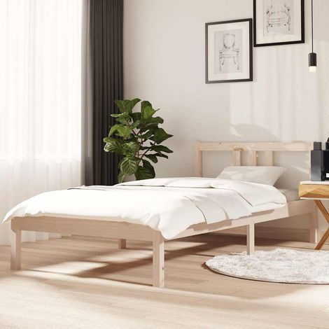 Estructura cama individual sin colchón madera maciza 90x190 cm (1/5)